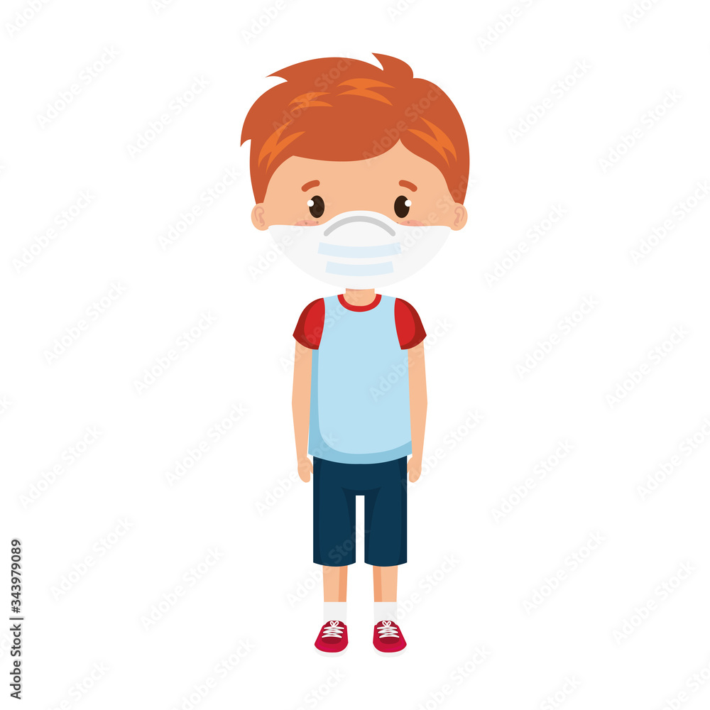 boy using face mask isolated icon vector illustration design