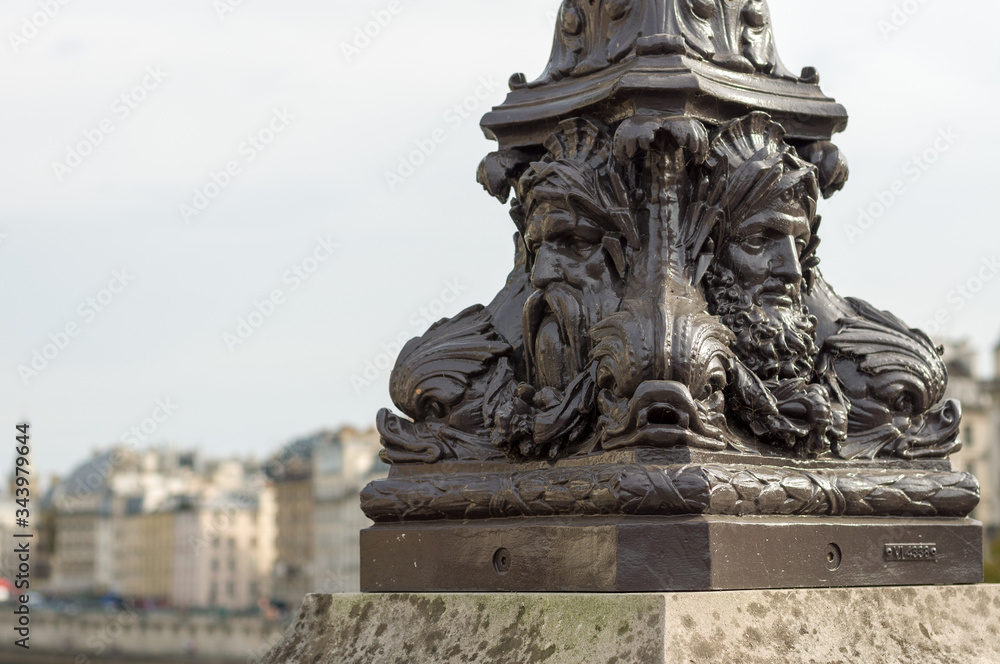 The base of the street lamp in Paris, France