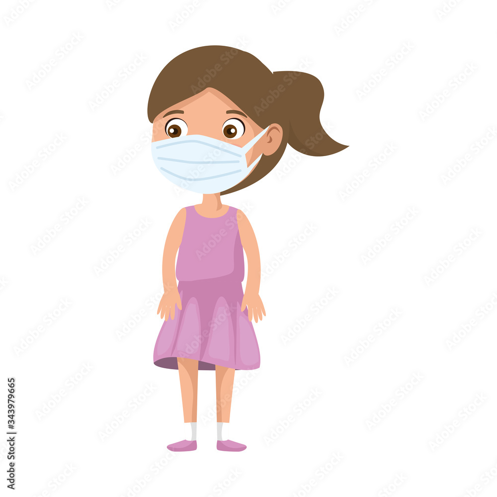 cute girl using face mask isolated icon vector illustration design cute girl using face mask isolated icon vector illustration design