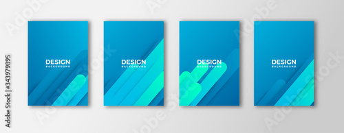 Minimal covers design, geometric blue gradient shape composition.