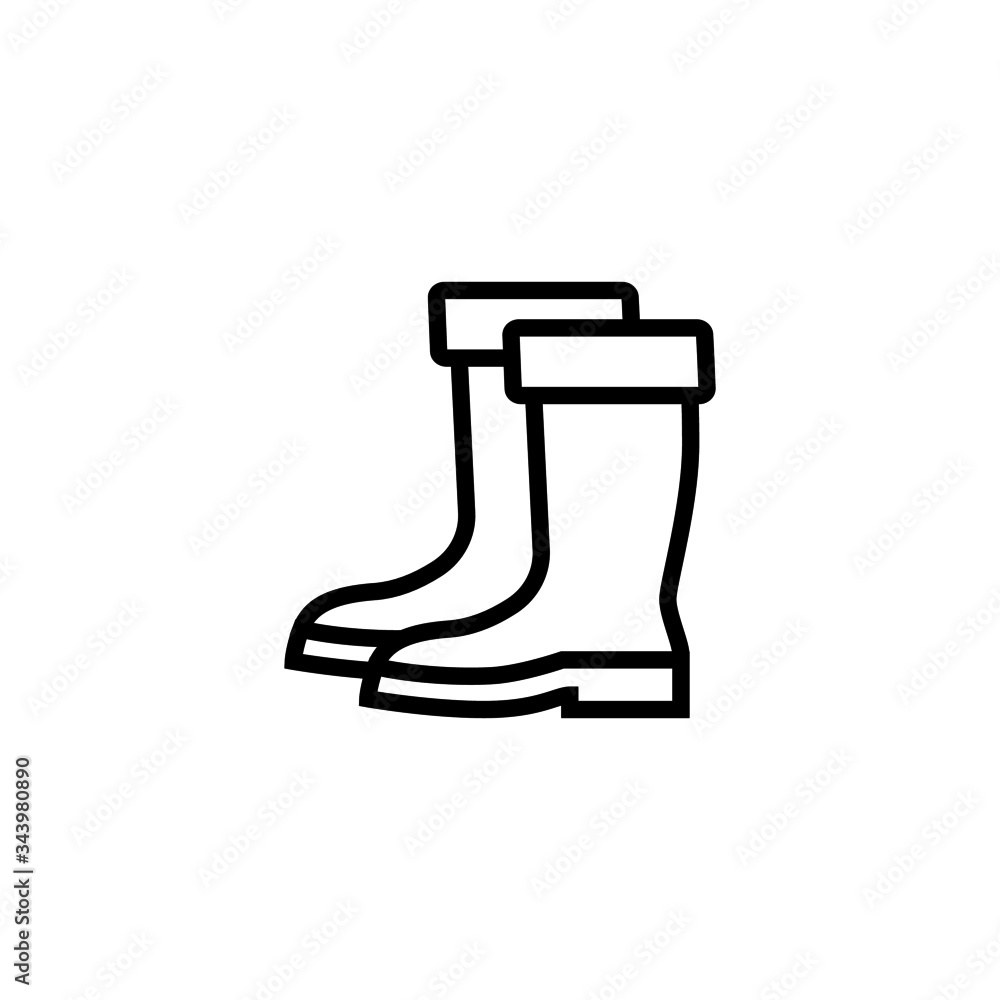 Obraz premium Gumboots icon in linear, outline style isolated on white background
