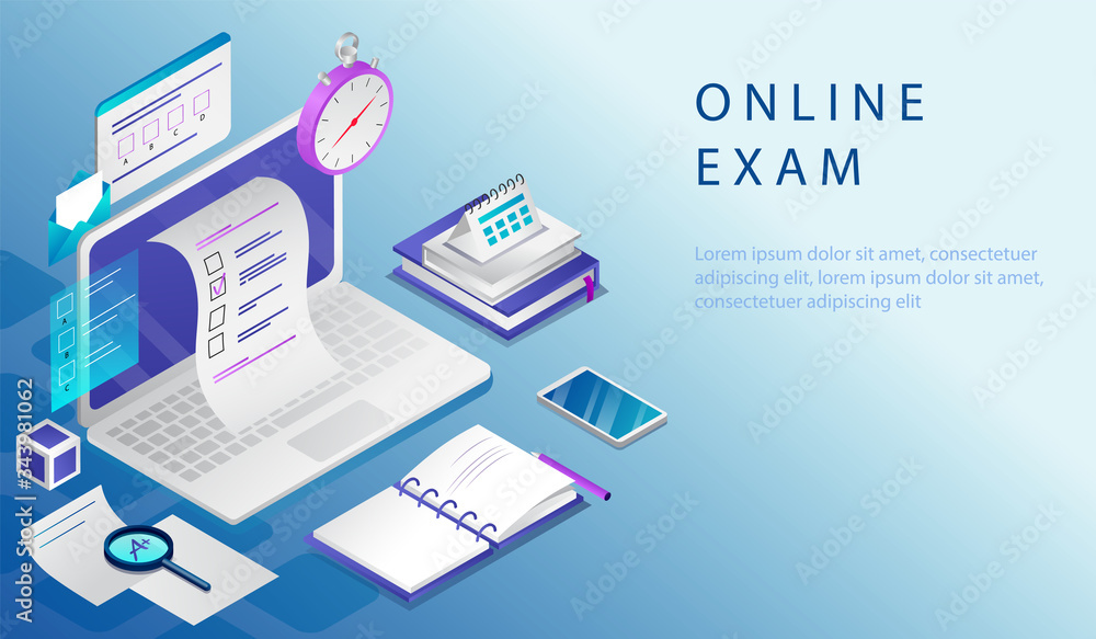 Isometric Concept Of Online Exam, Online Testing, Survey, Questionnaire Form, Online Education. Website Landing Page. Isometric Laptop With Paper Document Printing From Screen. 3d Vector Illustration Isometric Concept Of Online Exam, Online Testing, Survey, Questionnaire Form, Online Education. Website Landing Page. Isometric Laptop With Paper Document Printing From Screen. 3d Vector Illustration