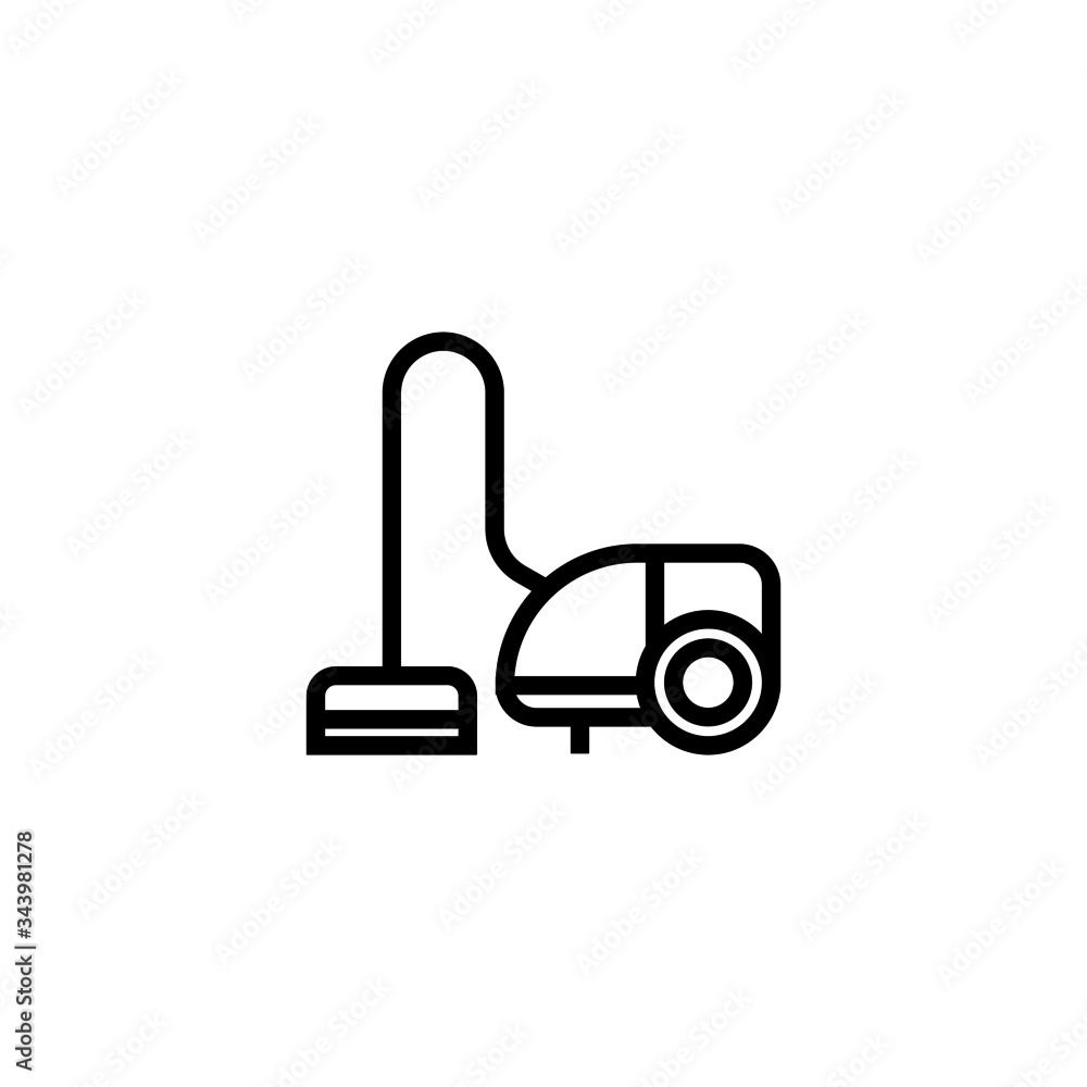 Vacuum cleaner icon in linear, outline style isolated on white background Vacuum cleaner icon in linear, outline style isolated on white background