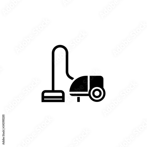 Vacuum cleaner icon in black flat shape design isolated on white background
