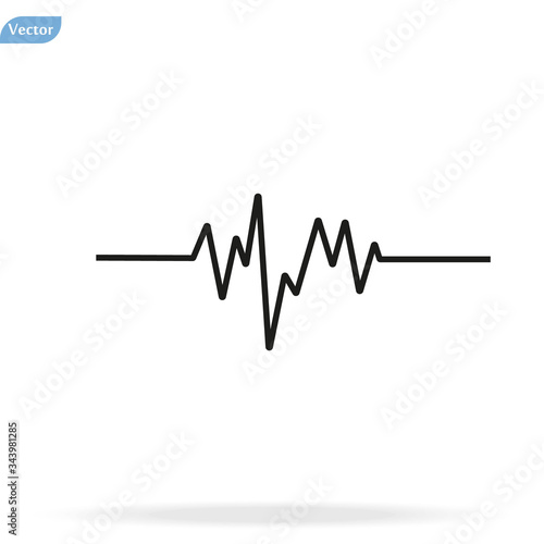 Pulse Heart Rate Vector Icon in flat style. Heart rate, pulse beat frequency icon, health chart, waveform, vector