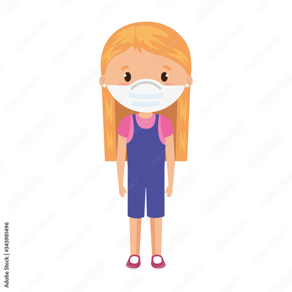 cute girl using face mask isolated icon vector illustration design