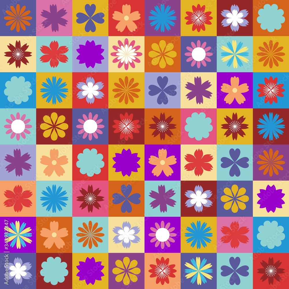 background patchwork flowers on squares