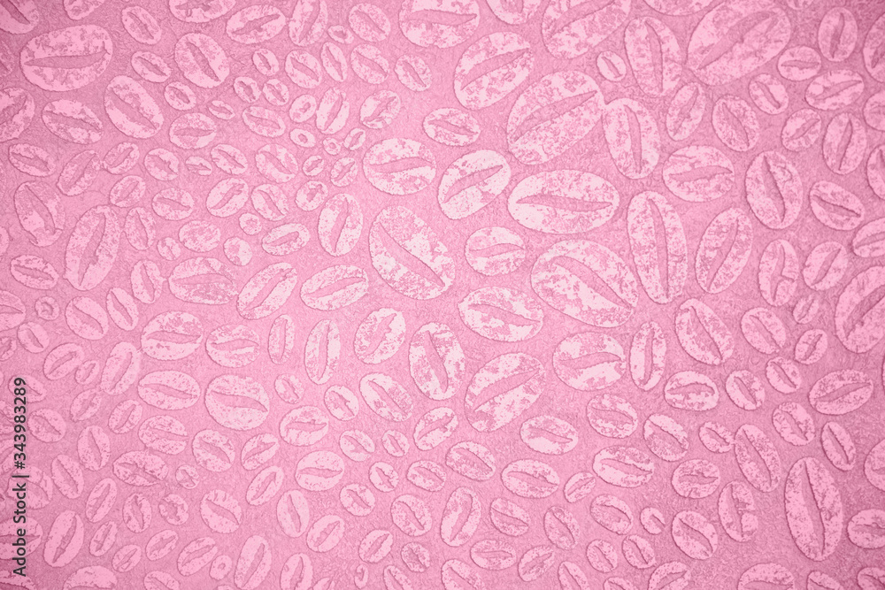 Pink shabby background with coffee beans pattern Pink shabby background with coffee beans pattern