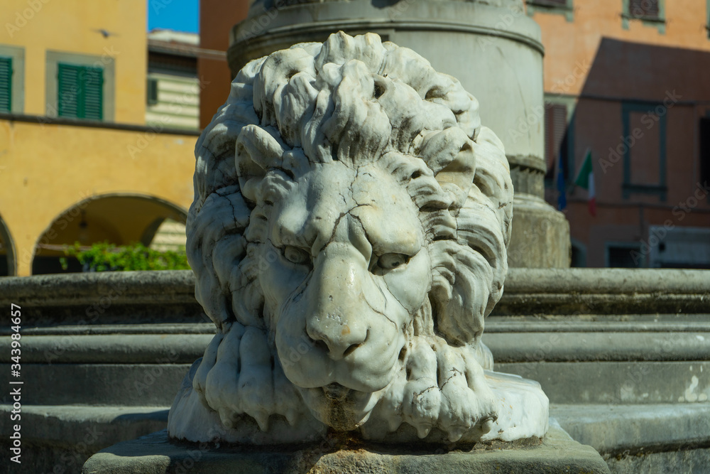 Statue of a lion in Tuscany, Empoli, Italy