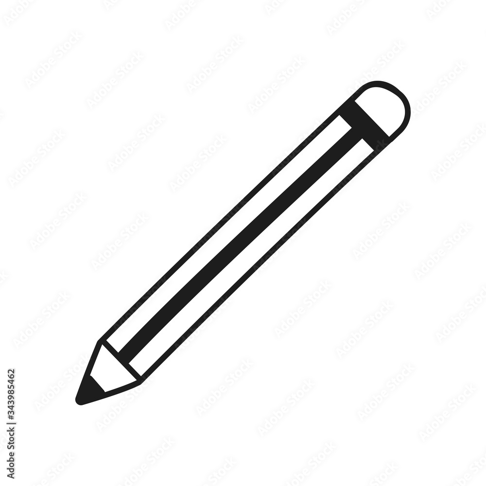 Stationary concept, color pencil icon, line style Stationary concept, color pencil icon, line style