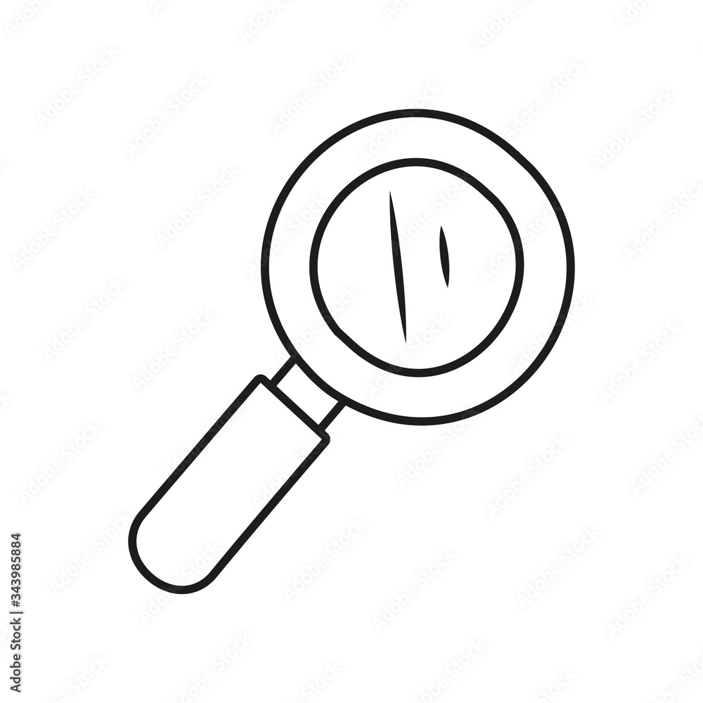 Stationary concept, magnifying glass icon, line style Stationary concept, magnifying glass icon, line style