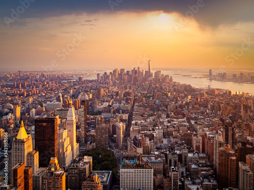 New York City illuminated by the rising sun