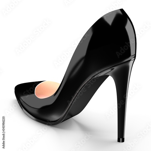 Black high heel shoe - 3D illustration photo