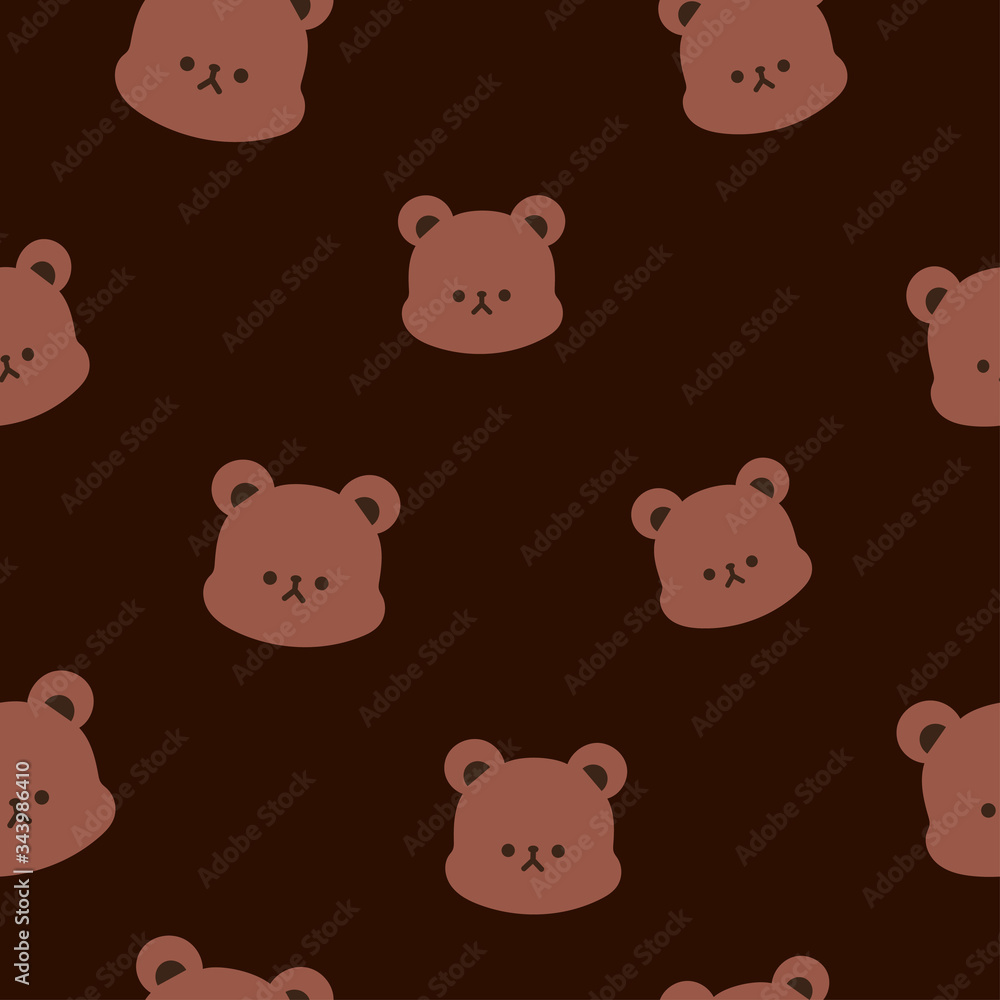 Cute brown bear seamless pattern