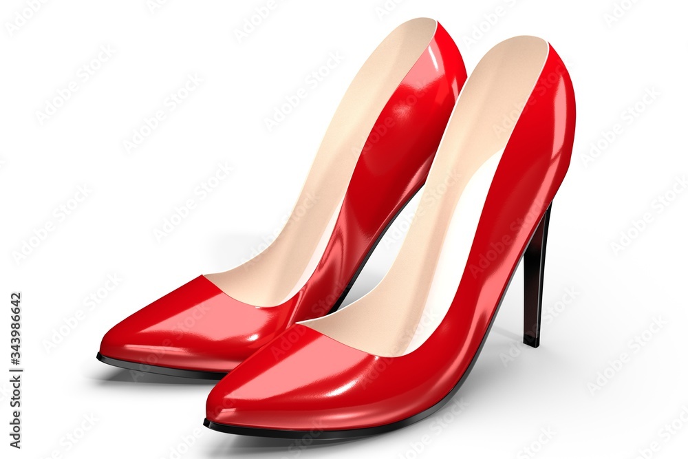 Red high heel shoes - 3D illustration Red high heel shoes - 3D illustration