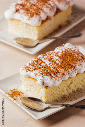 A piece of cake three milk ready to eat