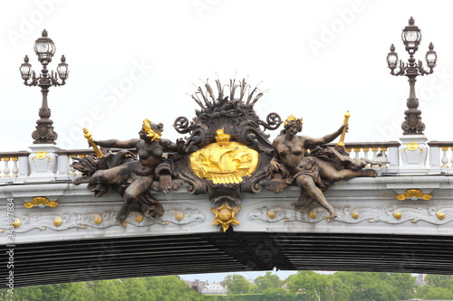 Artwork adorns the Alexander III Bridge, Paris, France