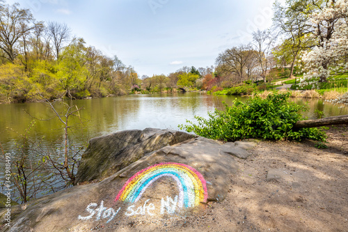 Spring 2020-Coronovirus. Stay safe NY..Central Park, New York City- Gapstow bridge.