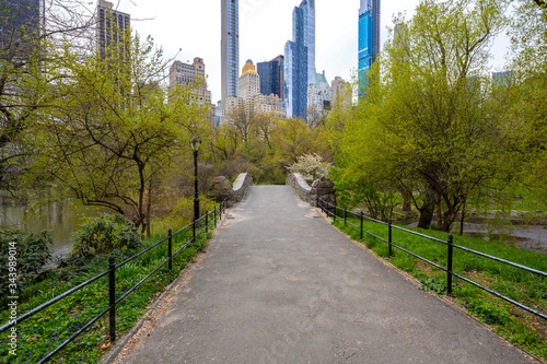 Spring 2020-Coronovirus..Central Park, New York City- Gapstow bridge at Spring time.