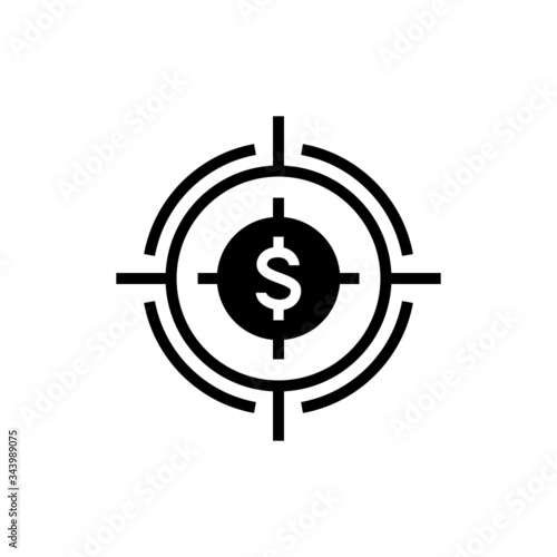 Target Investment Icon in black flat shape icon style design isolated on white background