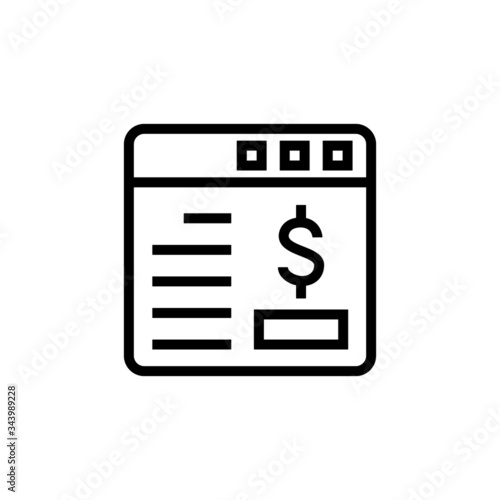 Online payment icon in linear, lineout icon style isolated on white background