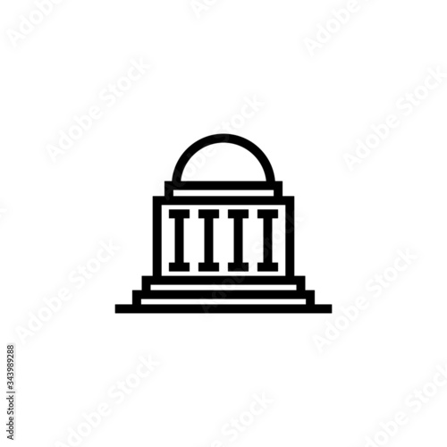 Court icon  building in linear, lineout icon style isolated on white background