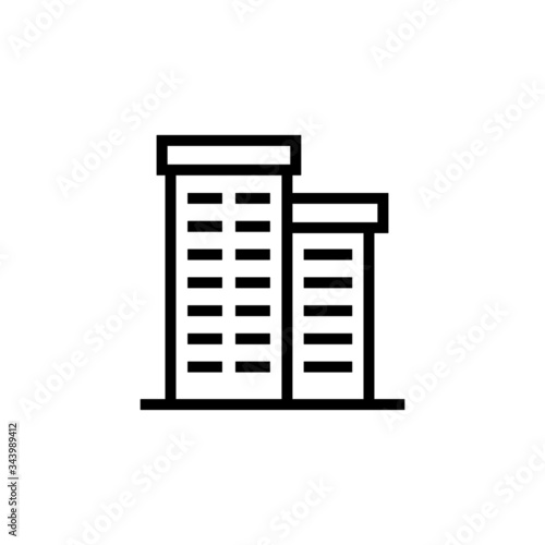Business office building icon in linear, lineout icon style isolated on white background
