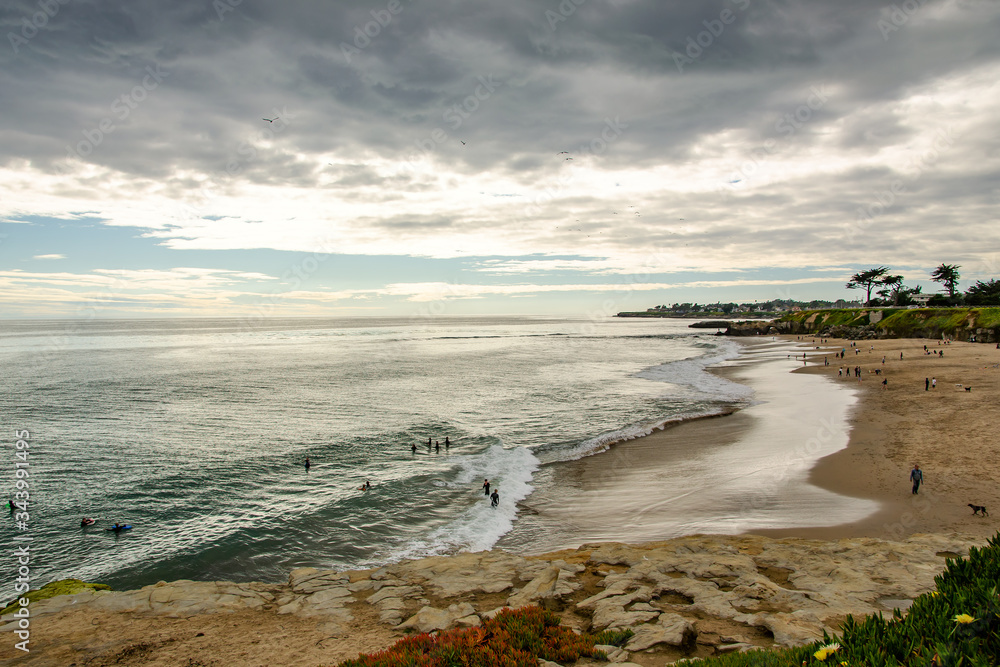 Santa Cruz beach at sunset, California