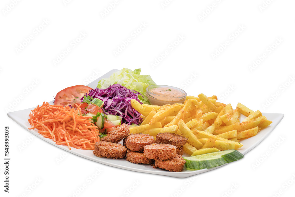 Falafel Pommes Salat Teller Falafel Pommes Salat Teller