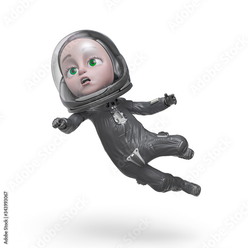 boy the astronaut explorer in white background floating