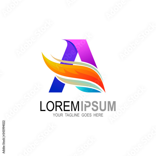 A logo , Letter A logo and abstract design , Wing logos