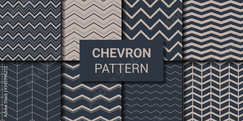 Set of chevron zig-zag geometric seamless pattern vector illustration.
