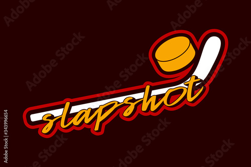 Hockey vector sport Typography sticker illustration in retro style. Vector design emblem, badge and sporty template logo design