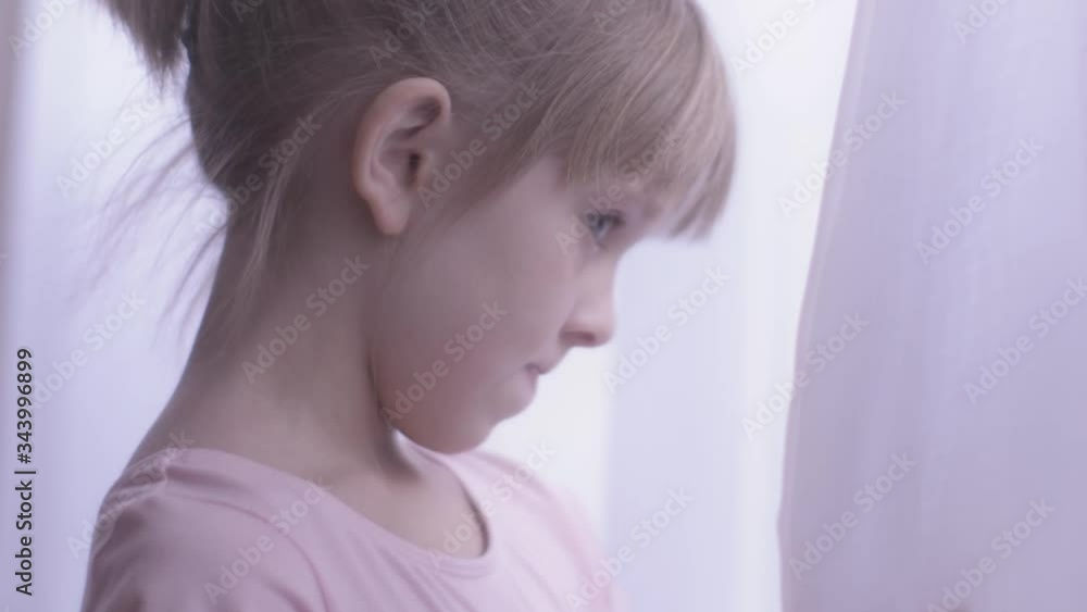 Ballet Girl Watching Through Window - Close Up Ballet Girl Watching Through Window - Close Up