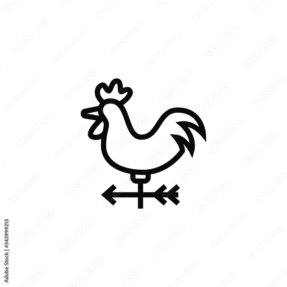 Weather vane vector icon in linear, outline style isolated on white background Weather vane vector icon in linear, outline style isolated on white background