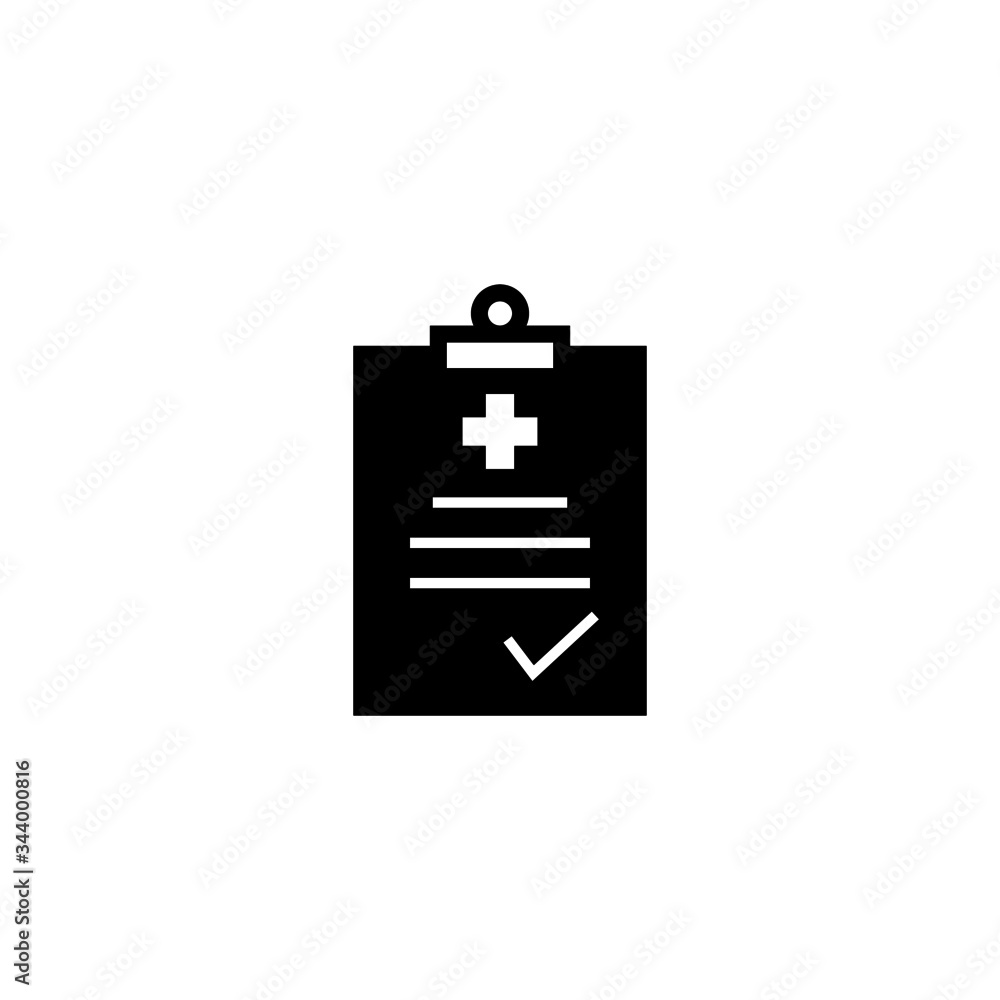 Medical result icon vector in black flat shape design isolated on white background, icon illustration, eps 10 Medical result icon vector in black flat shape design isolated on white background, icon illustration, eps 10