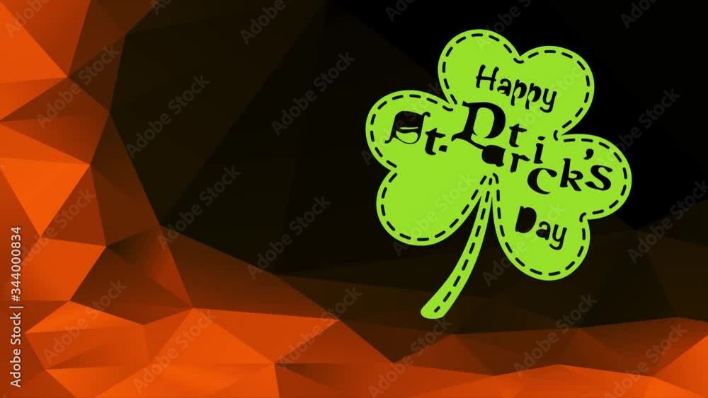 Slow Motion Scale And Spin Motion Graphics Of St Patricks Day Holiday Design With A Green Clover Surrounded By A 3D Conceptual Arc Crafted With Triangles And Polygons