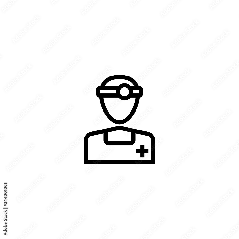 Medical doctor specialist icon in linear, outline style design isolated on white background, icon illustration, eps 10