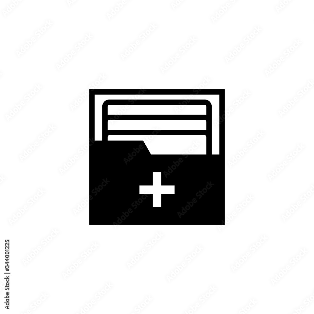 Fototapeta premium Medical file icon vector in black flat shape design isolated on white background, icon illustration, eps 10