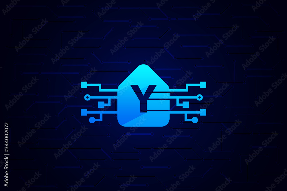 ภาพประกอบสต็อก Modern Technology Connection Logo with Letter Y and ...