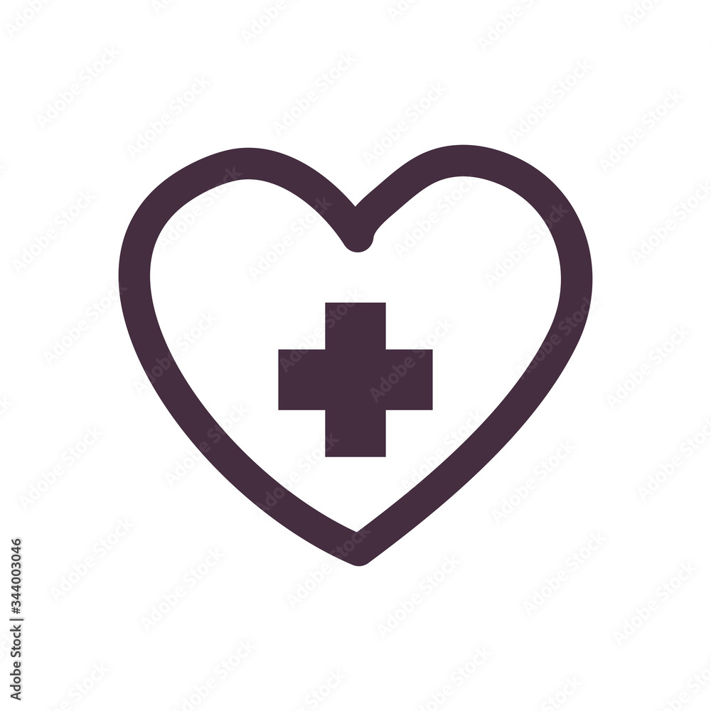 Heart with cross line style icon vector design Heart with cross line style icon vector design