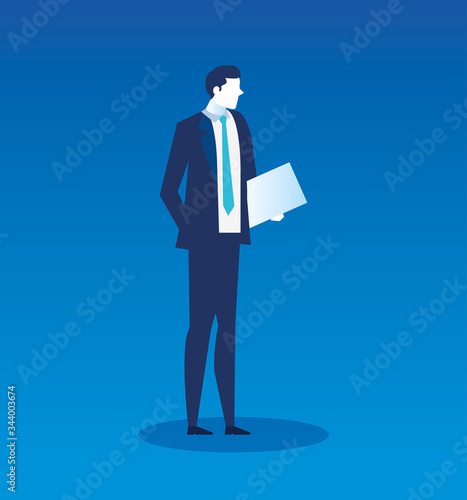 businessman with curriculum vitae searching work vector illustration design