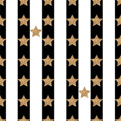 Canvas schilderij Glamour stijl patronen Gouden glitter sterren op strepen  © Picture Store