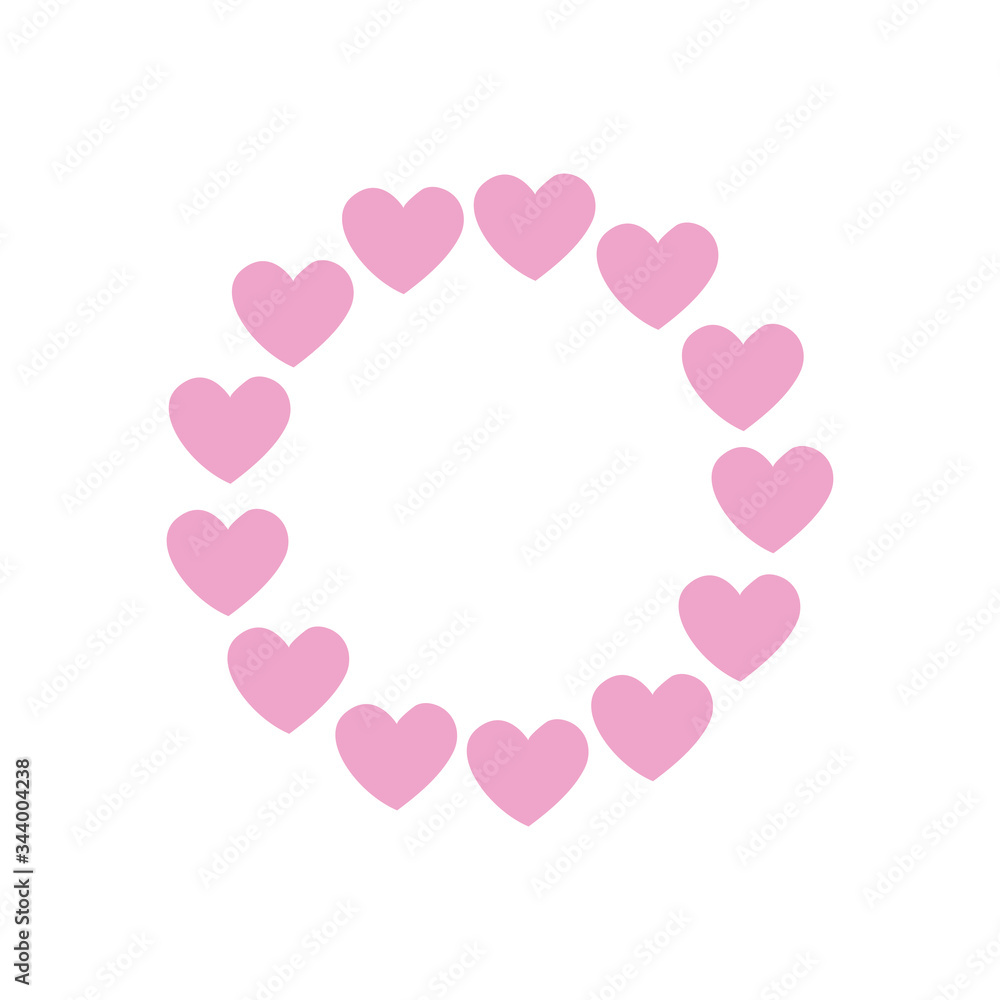 Hearts circle flat style icon vector design