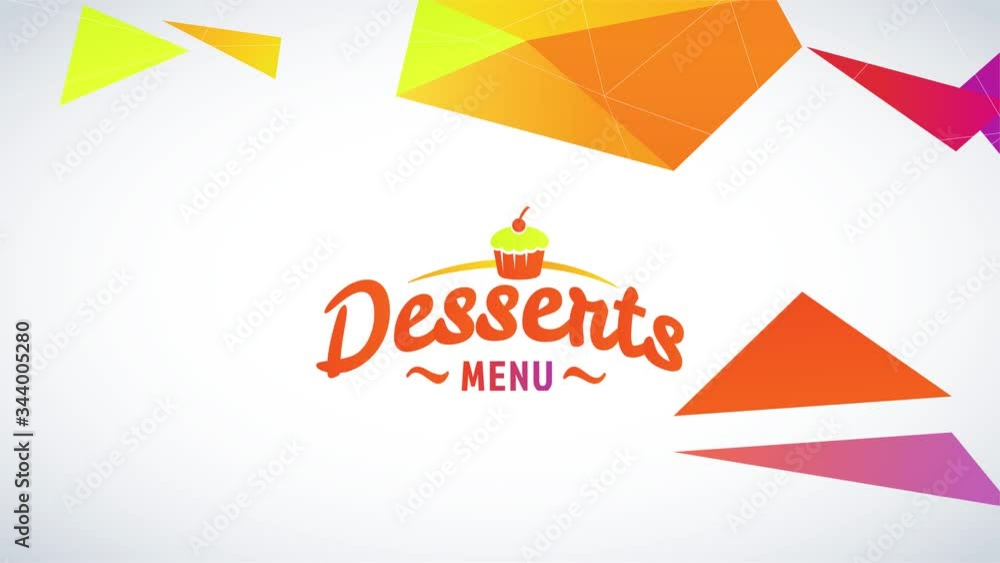 Speed Ramping Of Elements Of Refreshing Pastry List Design With An Conceptual Arc Shaped With 3D Fluorescent Triangles Tearing Independent And A Miniature Cupcake In The Middle
