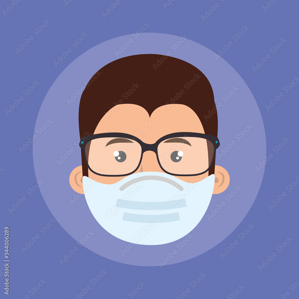 face of man using face mask isolated icon vector illustration design