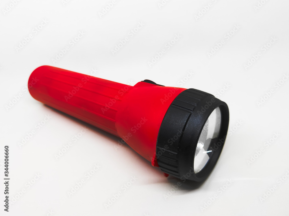 red flashlight on white background red flashlight on white background