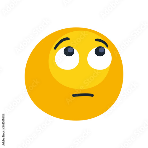 rolling eyes emoji face flat style icon vector design