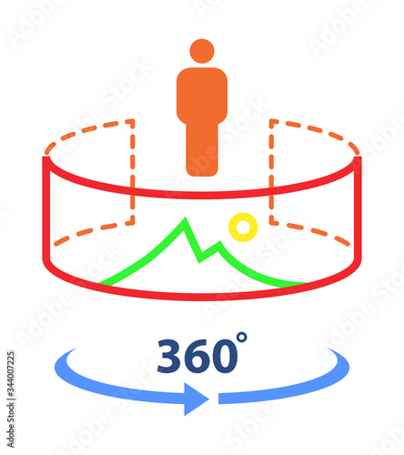 Vector Icon for Photo sphere 360, Virtual Tour and Virtual Reality.