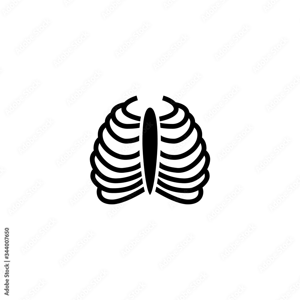 Sternum vector icon in black flat shape design isolated on white background